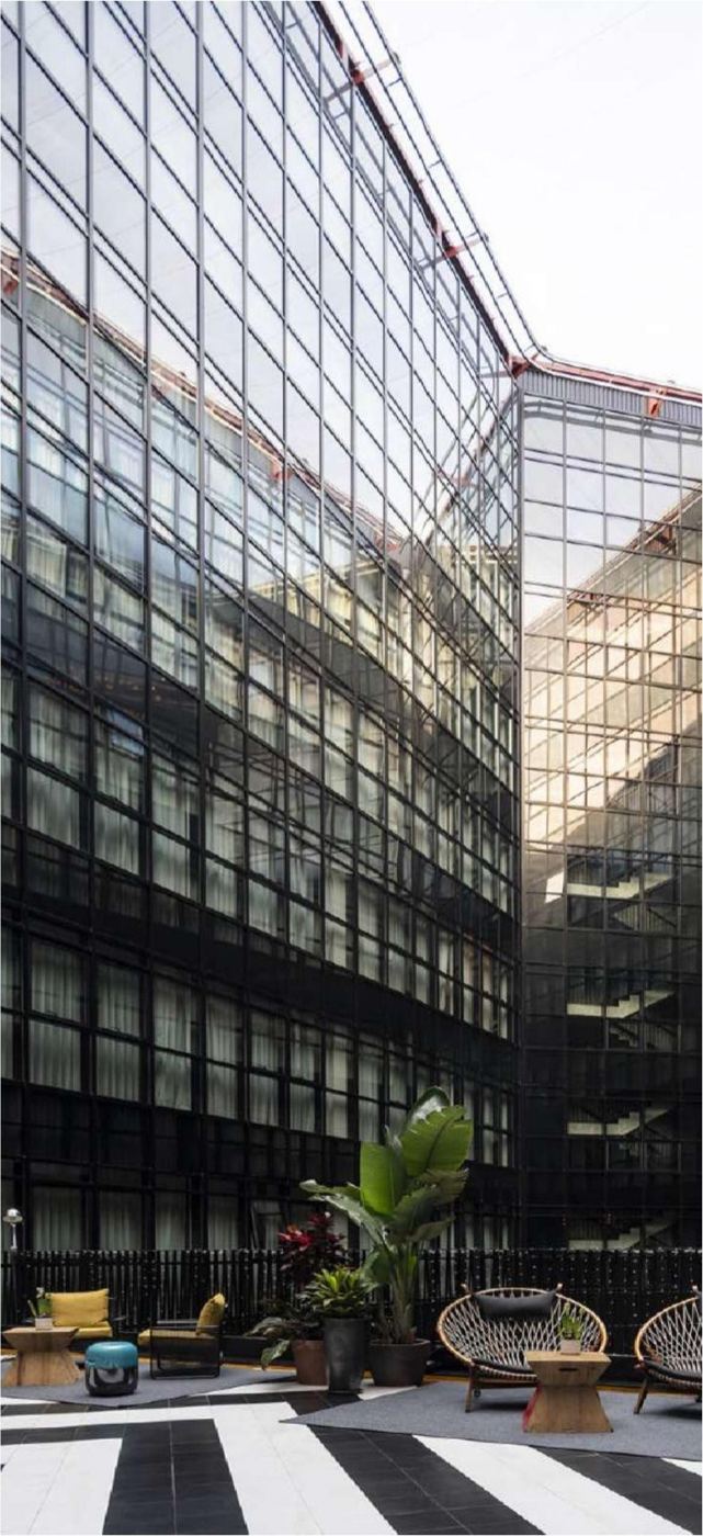 Imported curtain wall facade on a commercial building